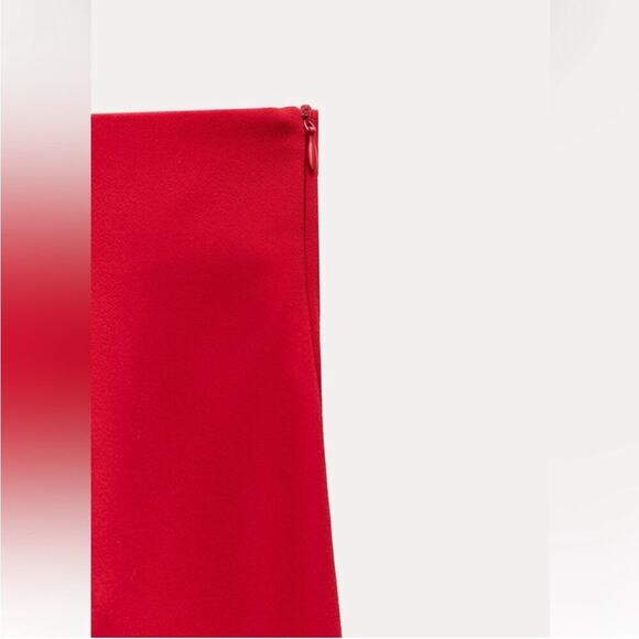 Zara RED WIDE LEG CROPPED PANTS - Picture 11 of 14